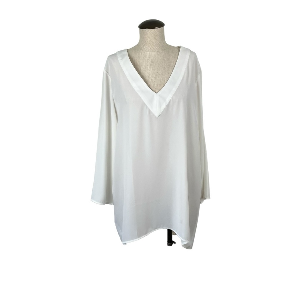 NWT Ann Taylor LOFT Blouse Women's Sheer White Top Sz L